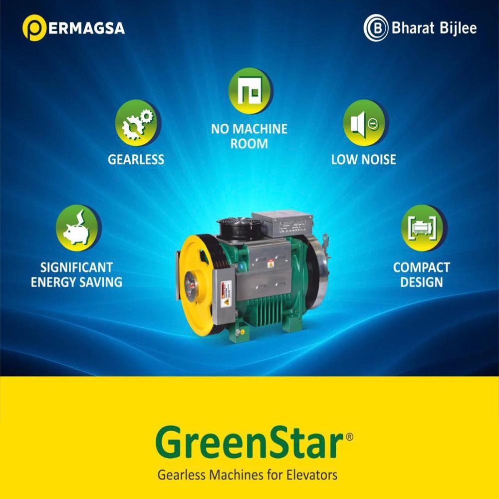 Bharat Bijlee Gearless Motor - Capacity: 408 Kg