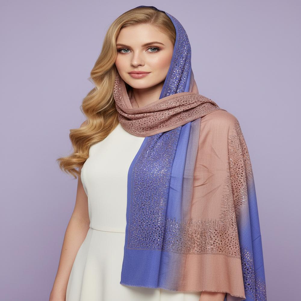 Merino Wool Swasrosvki Work Border Stoles