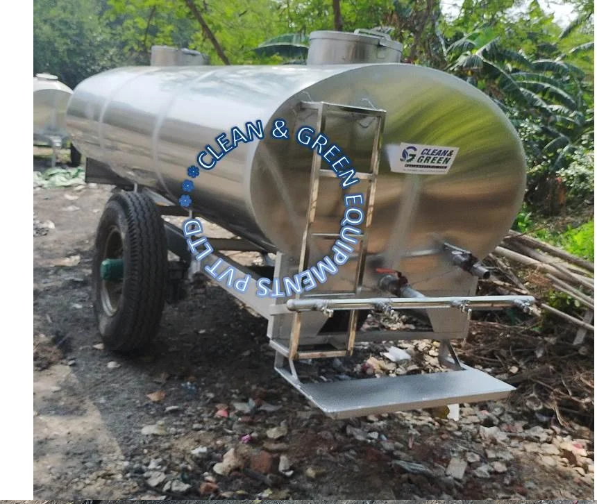 5000 Ltr Capacity SS Water Tanker Mounted on Two Wheel Trailer Chassis