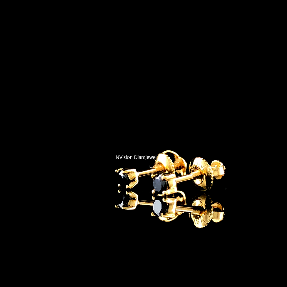 18KT Midnight Elegance Black Diamond Studs