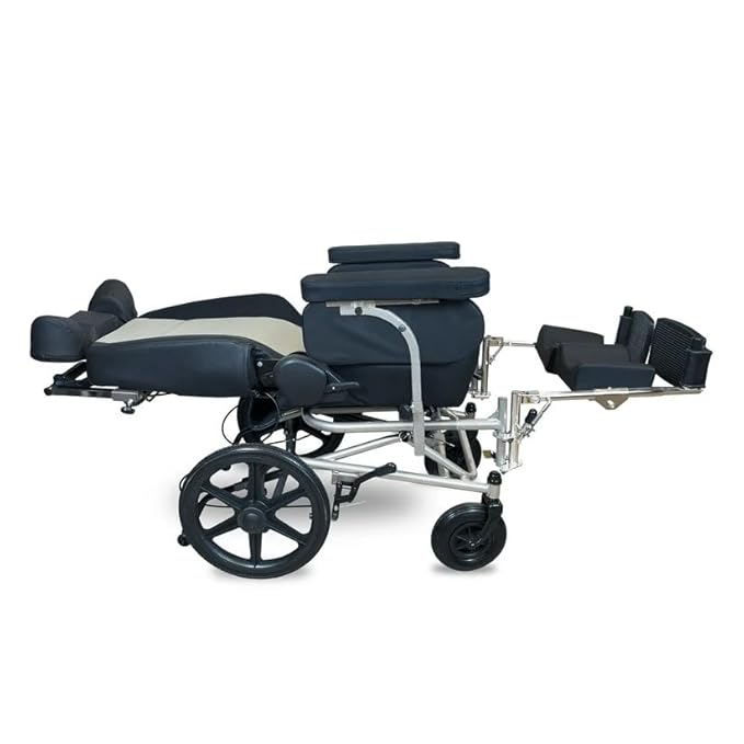 ARREX JANA Powder-Coated Steel Reclining Wheelchair - Premium Cushion Seat, Attendant/Hand Brake, Mag Wheels, Detachable Armrest & Footrest, Adjustable Height Armrest