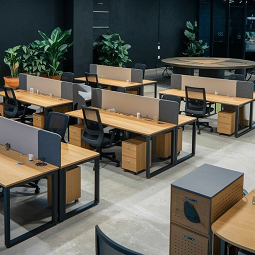 Wood Metal Office Workstation Set
