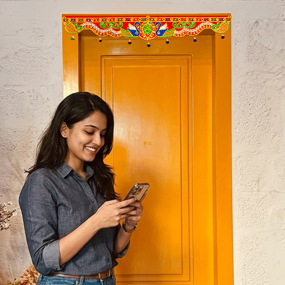 KRISHNA HANDLOOM Decorative Hanging for Temple Door Q 16