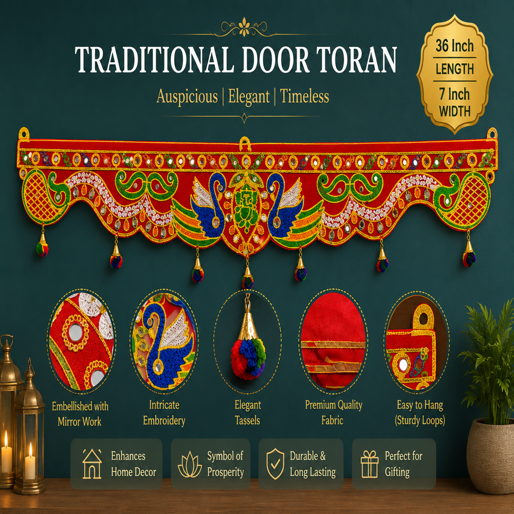 KRISHNA HANDLOOM Decorative Hanging for Temple Door Q 16