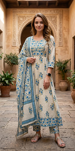 Printed Cotton Anarkali Suits