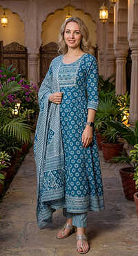 Printed Cotton Anarkali Suits