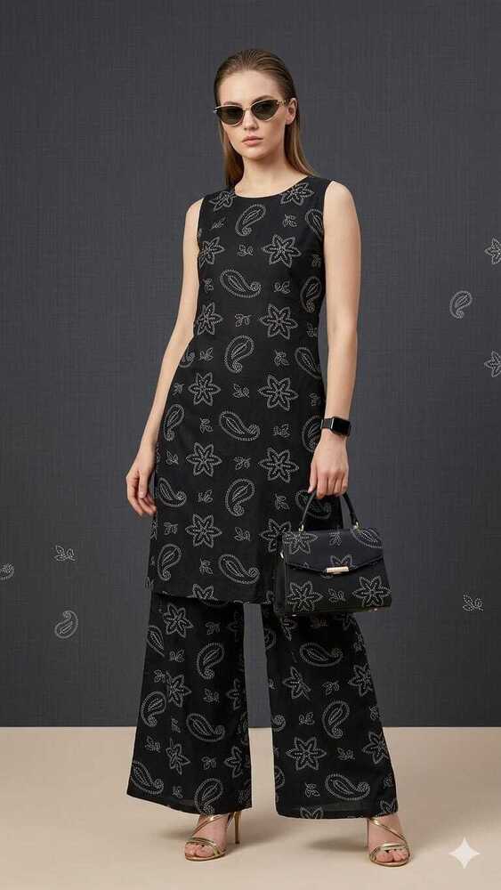 Black Color Fancy 2 Pieces Cord Sets - Bust Size: Varies With Size
