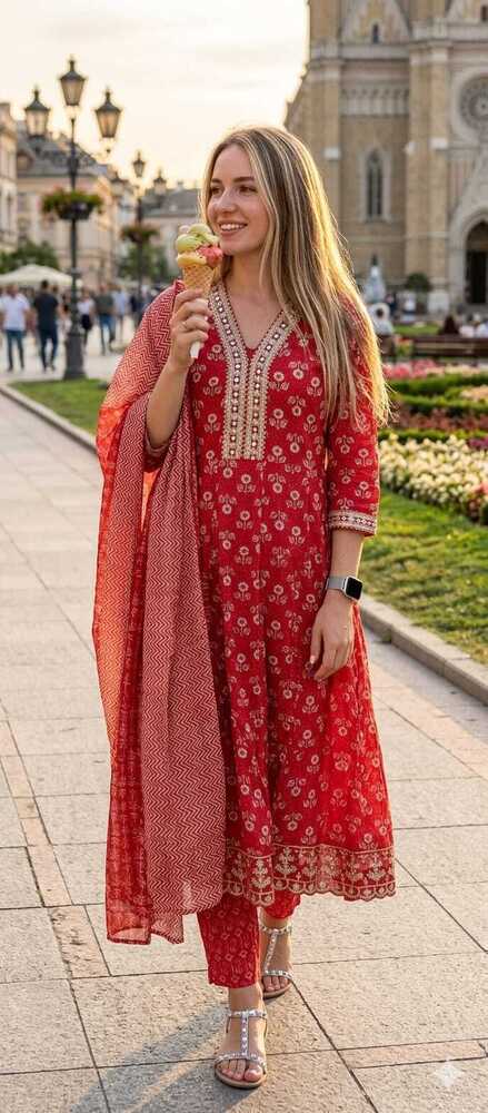 Rayon Printer Anarkali Suits