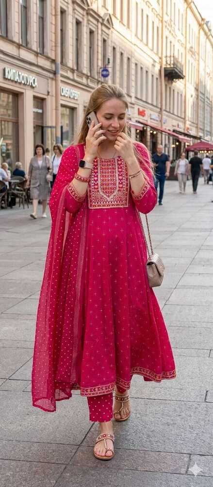 Rani Color Rayon Printer Anarkali Suits
