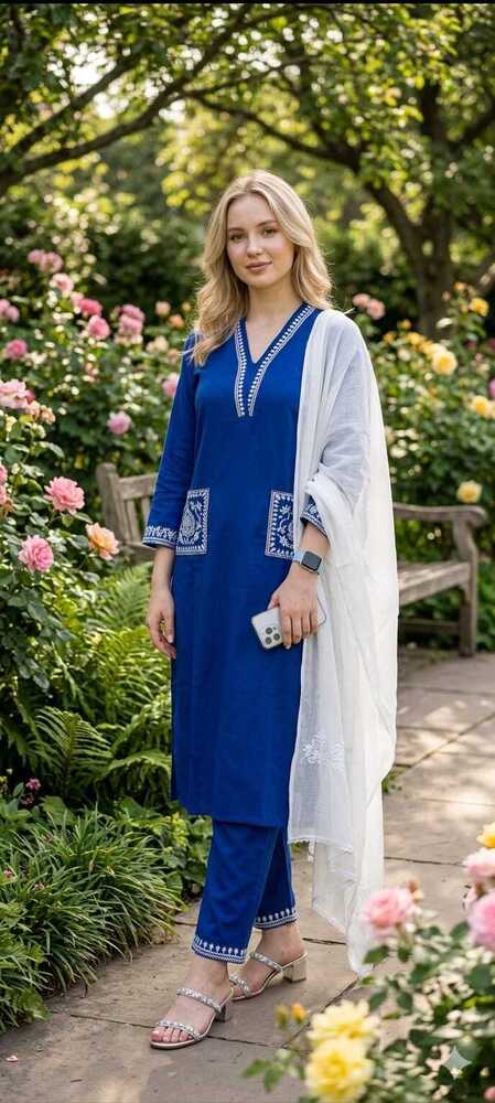 Blue Color Cotton Suit