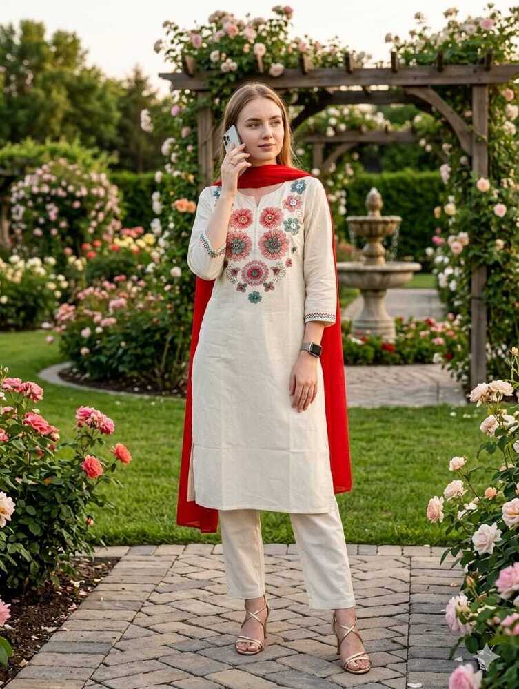Off White Cotton Suit