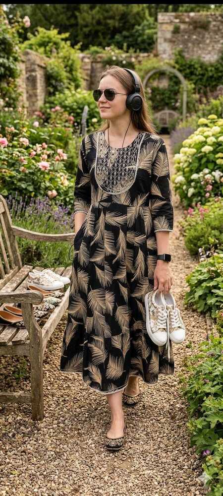Black Color Rayon One Piece Gown