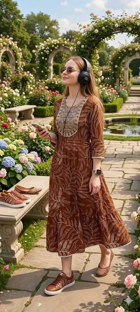 Brown Color Rayon One Piece Gown
