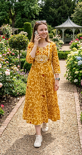 Yellow Color Rayon One Piece Gown