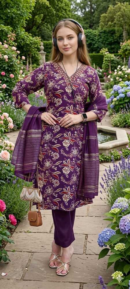 Rayon Printed 3 Pcs Suit