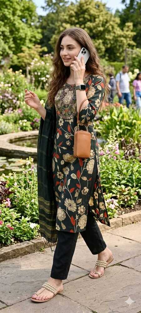 Black Color Rayon Printed 3 Pcs Suit