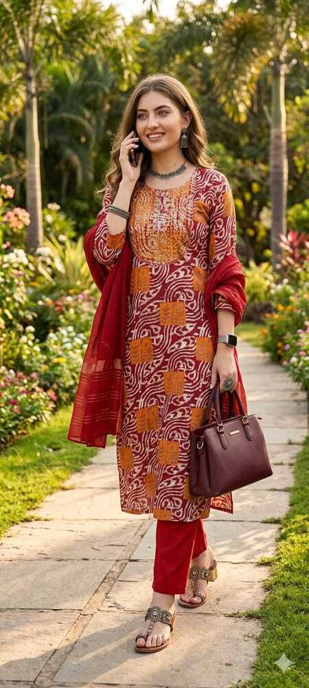 Rayon Printed 3 Pcs Suit
