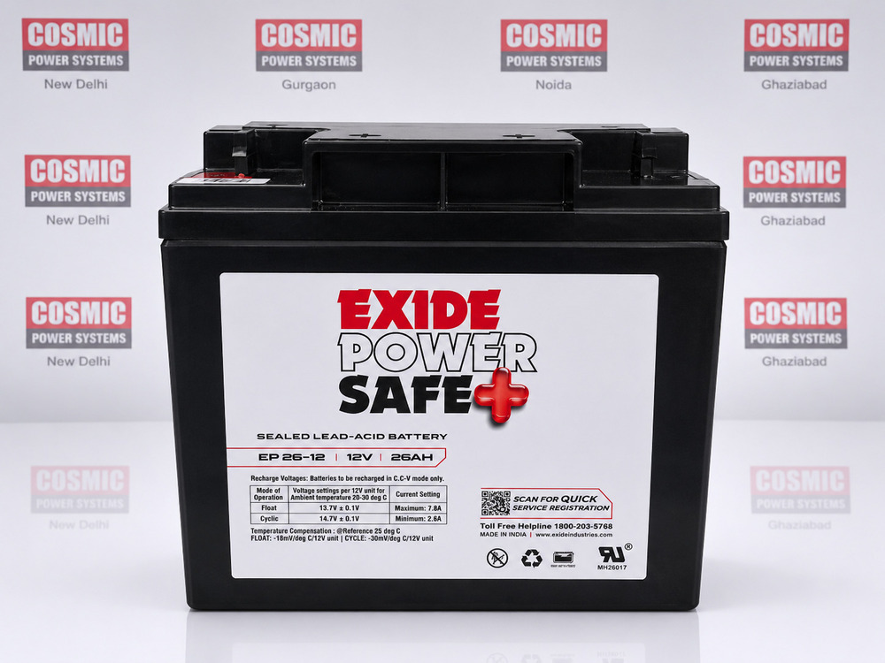 Ep 12v-26 Ah Sealed Lead-acid Battery - Abs Ul94-hb Flame Retardant, 166x175x125mm, Black | Maintenance-free Agm, Pressure Relief Valve, 260a Max Discharge