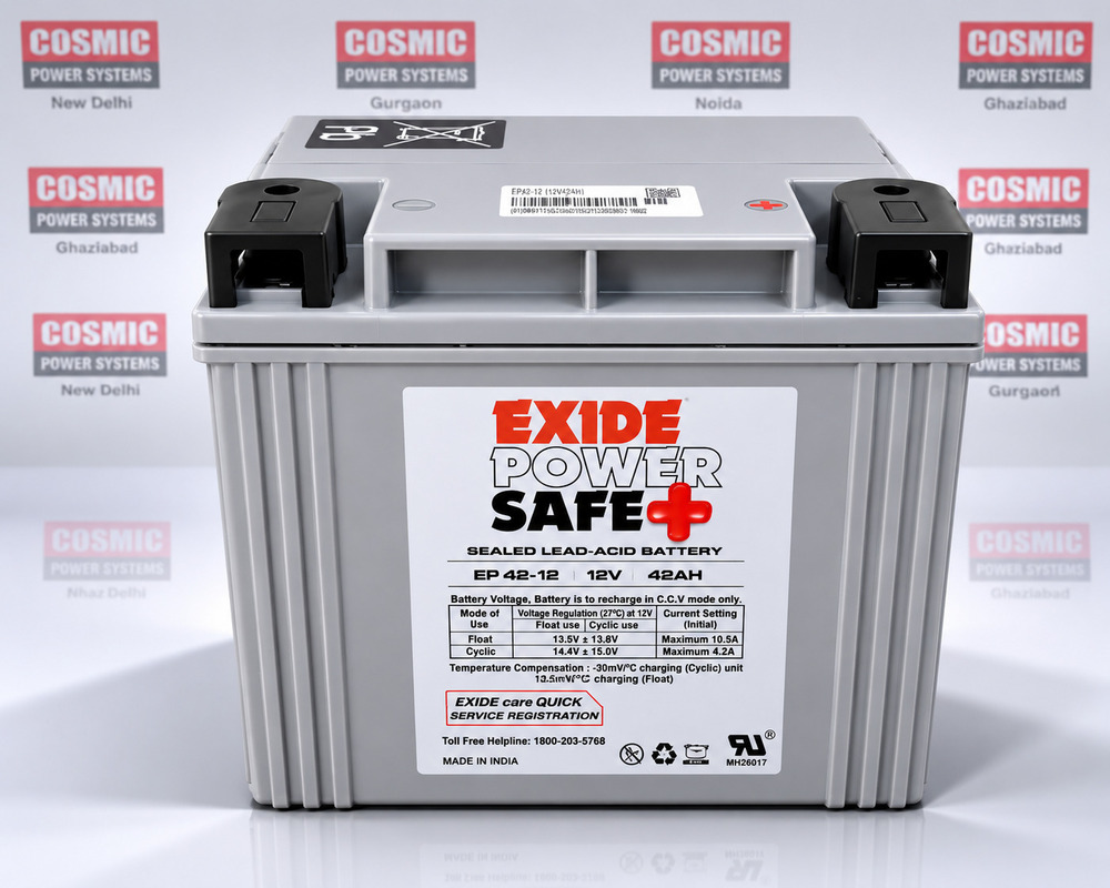 Ep 12v - 42 Ah Sealed Lead-acid Battery - Lead Calcium Alloy, 350x166x174 Mm, Grey, Maintenance-free, Spill-proof, High Discharge Recovery