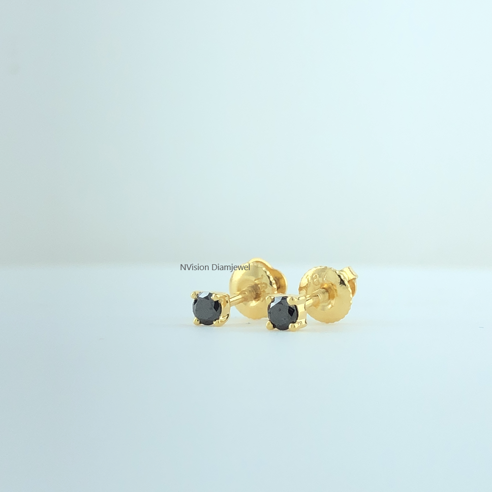 18KT Midnight Elegance Black Diamond Studs
