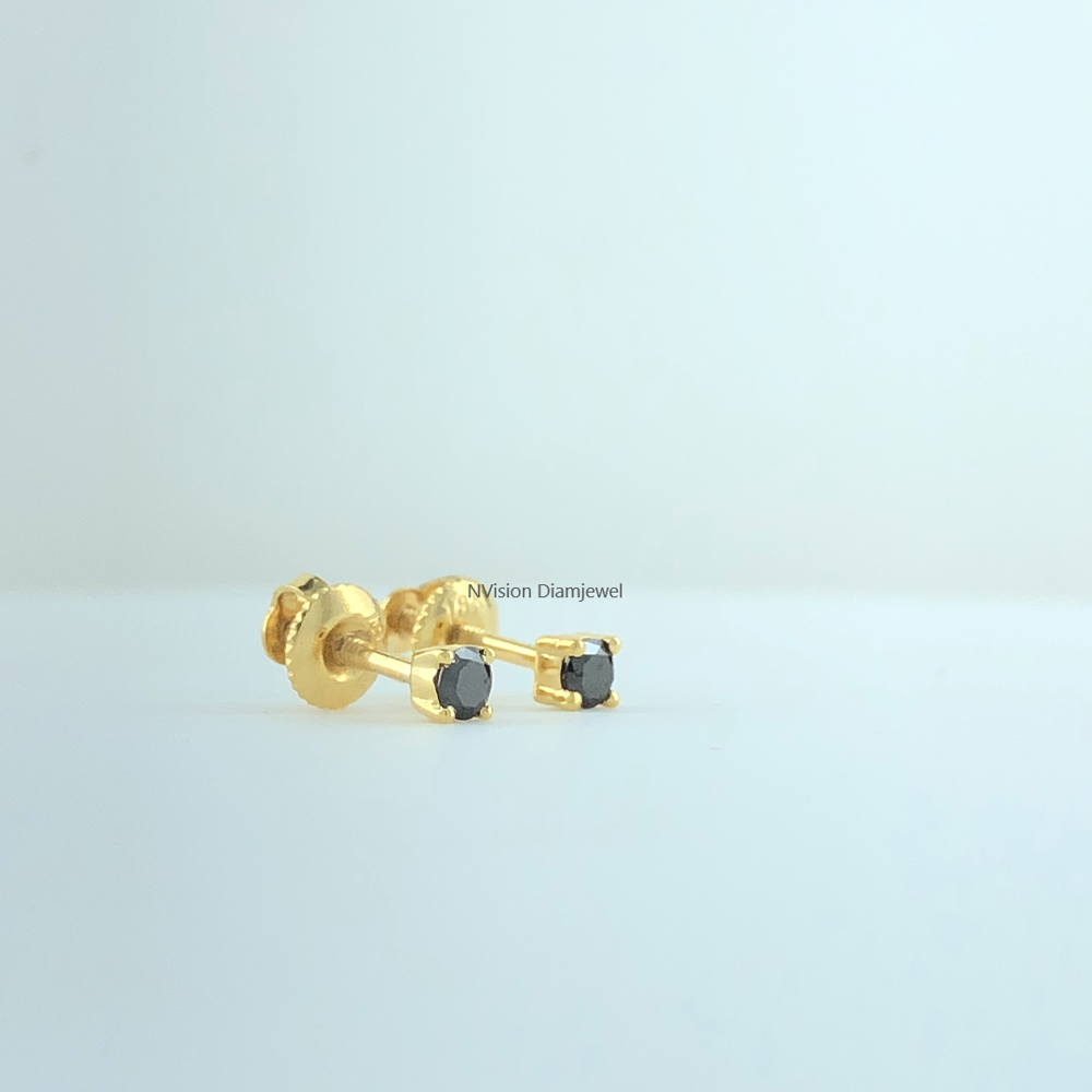 18KT Midnight Elegance Black Diamond Studs