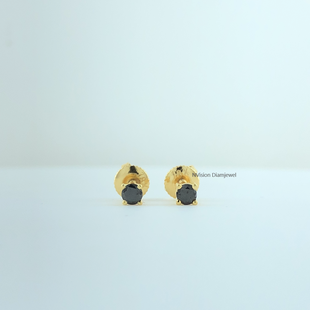 18KT Midnight Elegance Black Diamond Studs