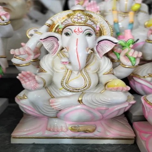 12 Inch Marble Ganesh Statues