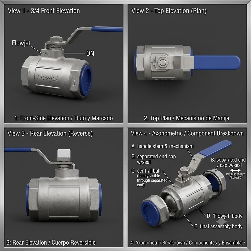 Ball Valve - Stainless Steel, 0.5 Inch Size, Silver Finish | High-pressure Water Regulation, Easy-grip Handle For Smooth Operation