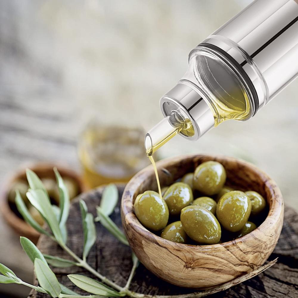 CELLO Flavia Stainless Steel Cooking Oil Pourer/Dispenser with Nozzle 1000 ml, Silver | Food Grade, BPA Free, Airtight Lid with Leakproof Nozzle | Easy Pouring Steel Oil Dispenser Bottle For Kitchen