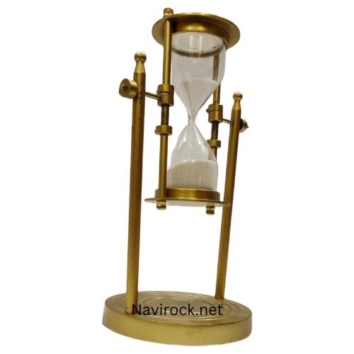 Antique Brass Sand Timer  Golden Finish Hourglass with White Sand Retro Gift Item Kitchen & Home Antique Brass Sand Timer