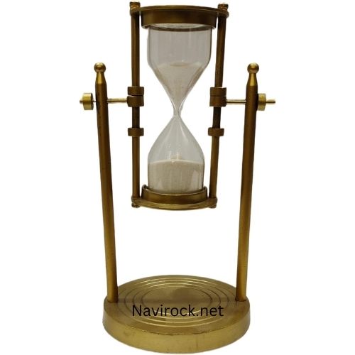 Antique Brass Sand Timer  Golden Finish Hourglass with White Sand Retro Gift Item Kitchen & Home Antique Brass Sand Timer