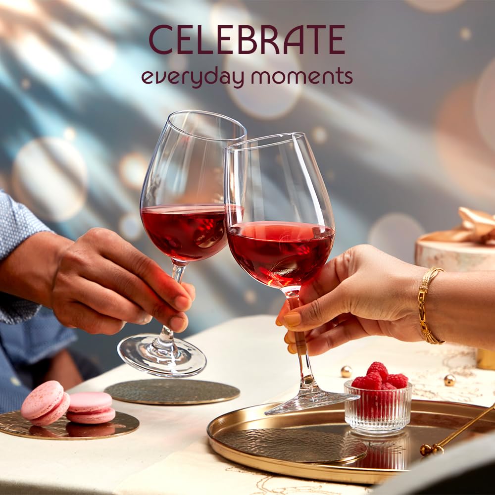 Borosil 450ml x 2pc Opera Wine Glass Set | Wine Glasses for Red & White Wine, Cocktails & Mocktails | Elegant Glassware for Home, Parties & Gifting BGFGSD00005 