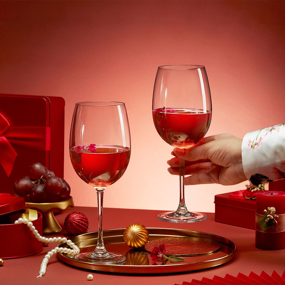 Borosil 370ml x 2pc Opera Wine Glass Set | Wine Glasses for Red & White Wine, Cocktails & Mocktails | Elegant Glassware for Home, Parties & Gifting BGFGSD00006 