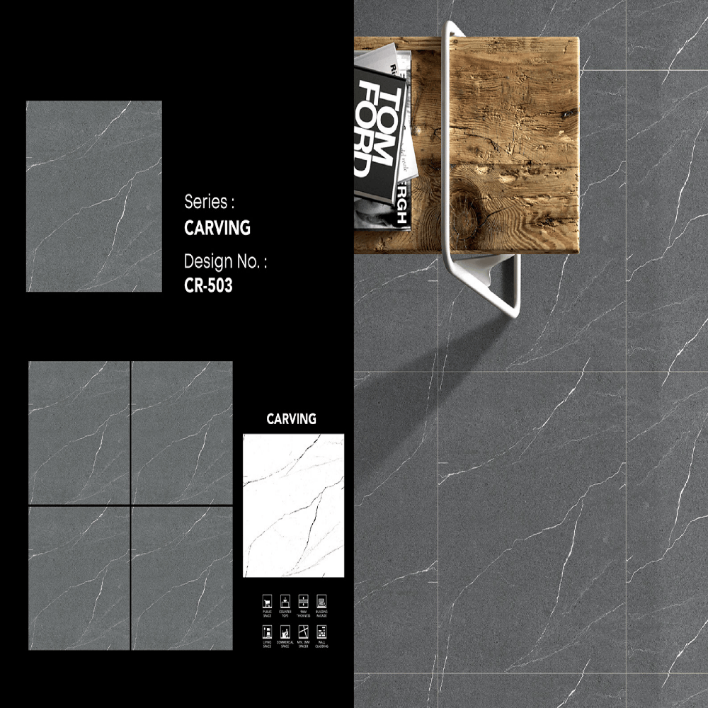 Porcelain Floor Tiles - Color: Dark Grey