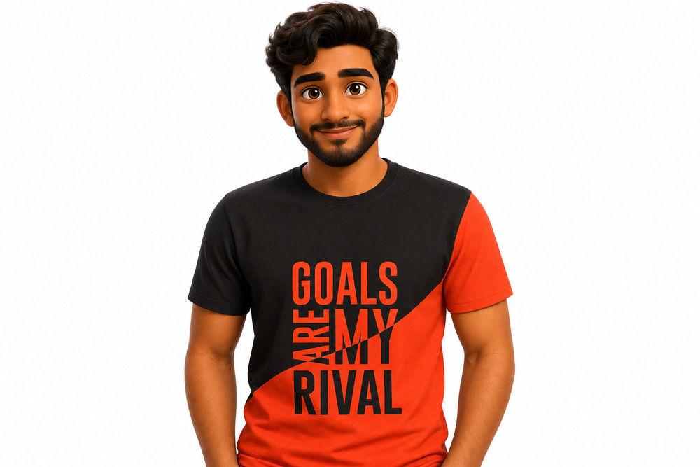 Black Red Mens T-Shirt - Cotton Blend, S-XL, Black Red | Motivational Text Print, Regular Fit, Half Sleeve