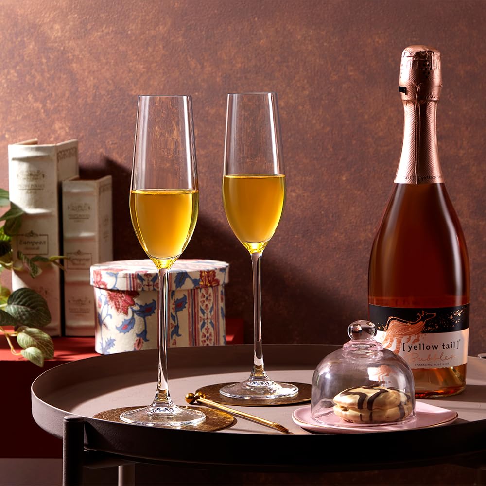 Borosil 190ml x 2pc Opera Champagne Glass Set | Flute for Champagne, Sparkling Wine, Prosecco & Cocktails | Elegant Glassware for Celebrations & Gifting BGFGSD00007 