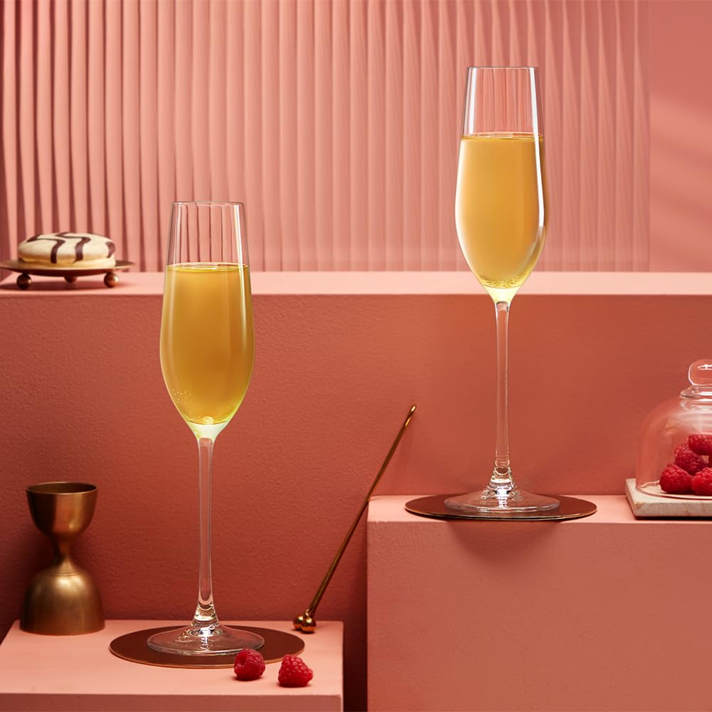 Borosil 190ml x 2pc Opera Champagne Glass Set | Flute for Champagne, Sparkling Wine, Prosecco & Cocktails | Elegant Glassware for Celebrations & Gifting BGFGSD00007 