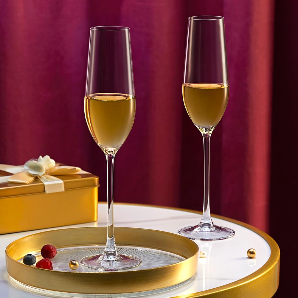Borosil 190ml x 2pc Opera Champagne Glass Set | Flute for Champagne, Sparkling Wine, Prosecco & Cocktails | Elegant Glassware for Celebrations & Gifting BGFGSD00007 