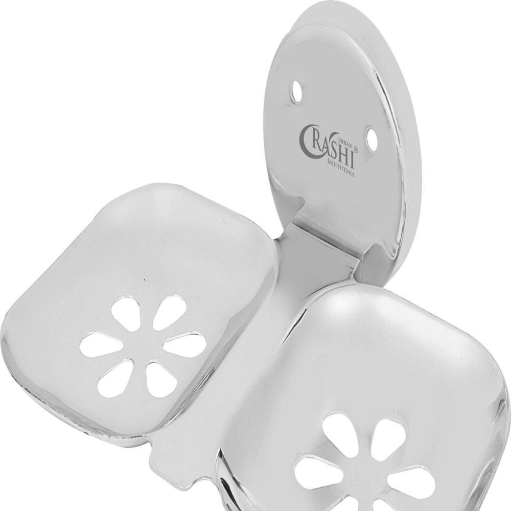 Diamond Double Soap Dish - Stainless Steel, Standard Size | Glossy Silver Finish, Square Shape For Stylish Bathroom Organization