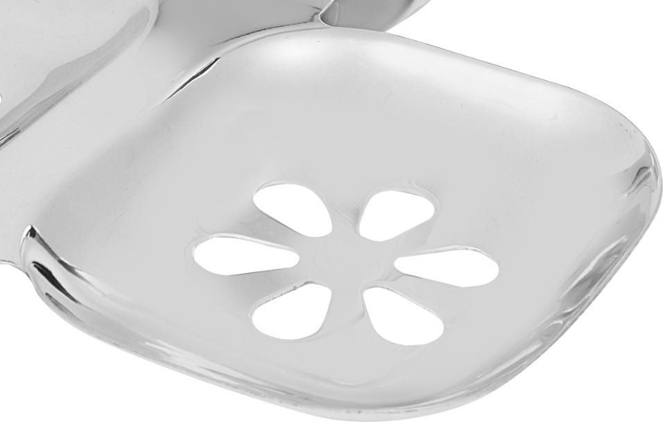 Diamond Double Soap Dish - Stainless Steel, Standard Size | Glossy Silver Finish, Square Shape For Stylish Bathroom Organization
