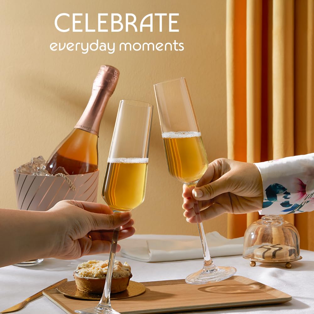 Borosil 190ml x 2pc Royale Champagne Glass Set | Wine Glasses for Red & White Wine, Cocktails & Mocktails | Elegant Glassware for Home, Parties & Gifting  BGFGSD00004 