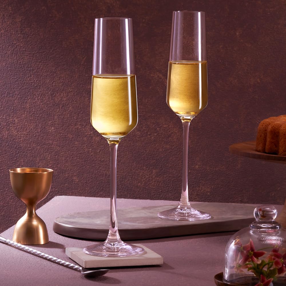 Borosil 190ml x 2pc Royale Champagne Glass Set | Wine Glasses for Red & White Wine, Cocktails & Mocktails | Elegant Glassware for Home, Parties & Gifting  BGFGSD00004 