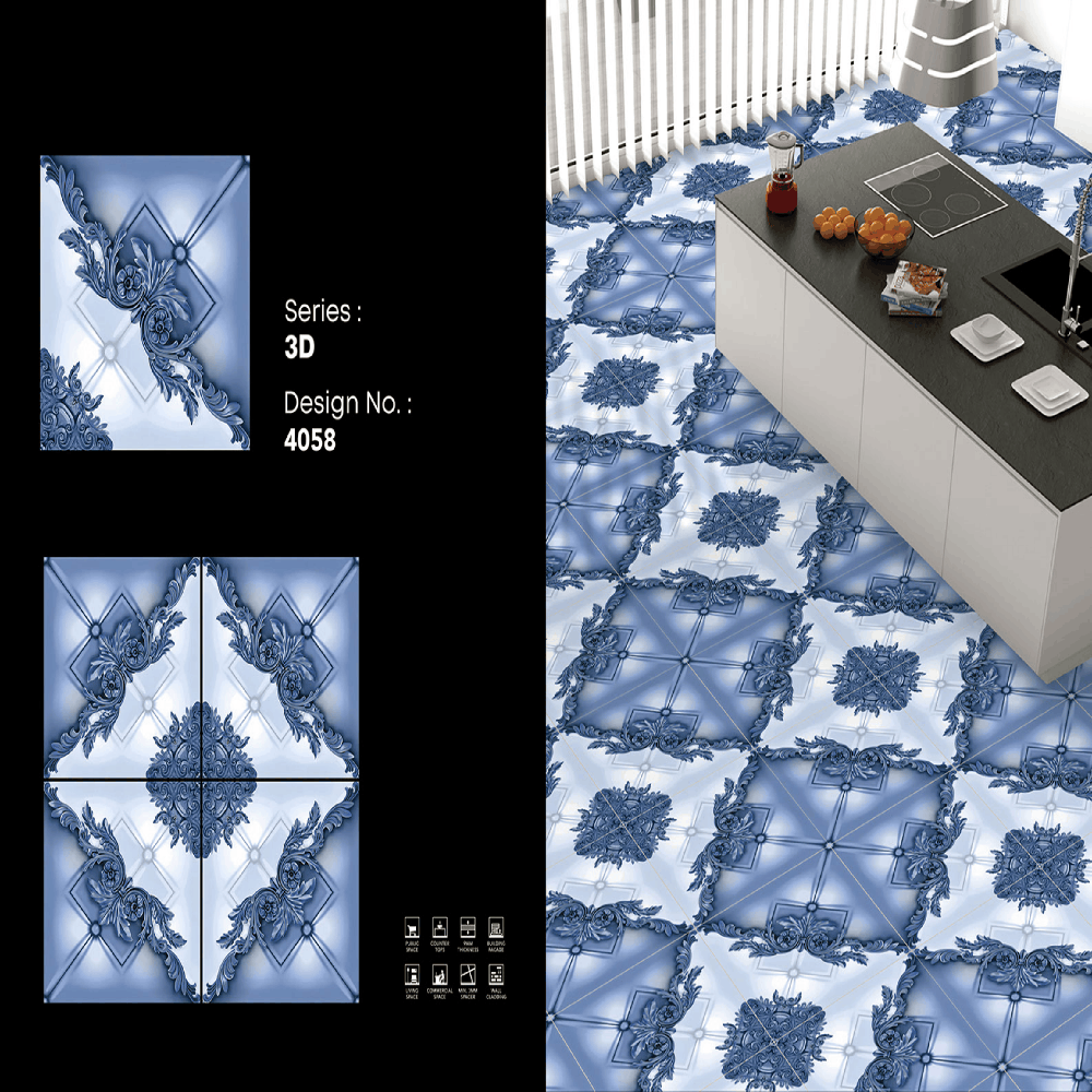 Digital Printed Porcelain Tiles - Color: Blue