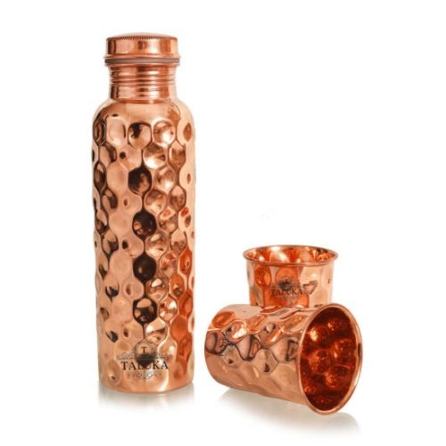 Premium Pure Copper Bottle Set with Glasses