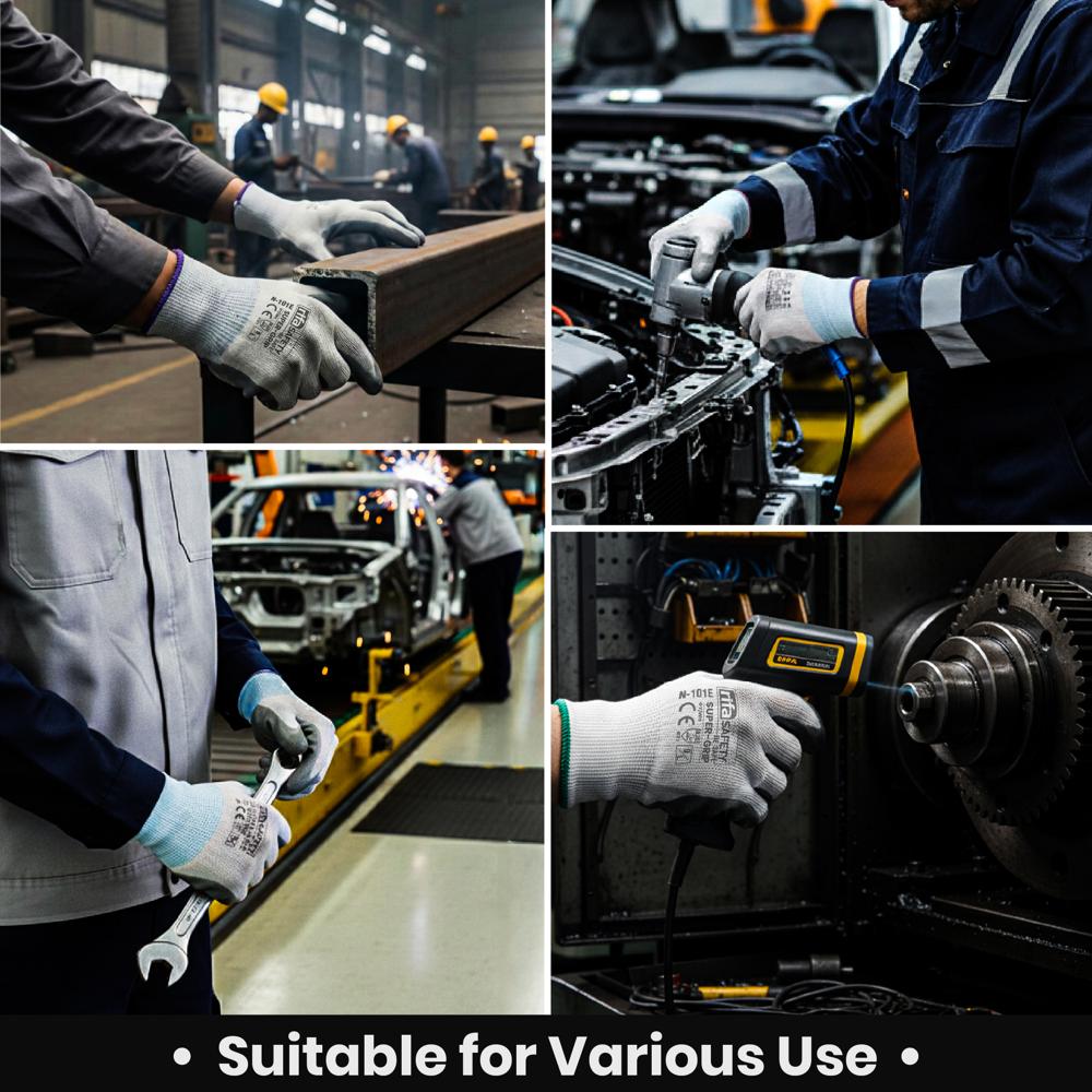 N101E Super Grip Grey/White Nitrile Coated Gloves