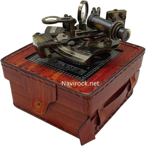 Vintage Marine Navigators Brass Sextant  German Working Model with Leather Storage Box Gift Item