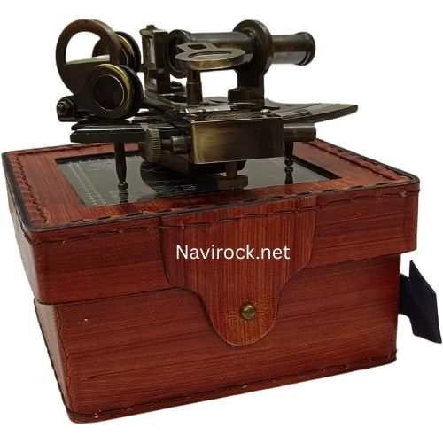 Vintage Marine Navigators Brass Sextant  German Working Model with Leather Storage Box Gift Item
