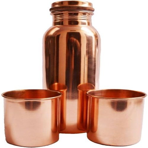 Hammered Copper Bottle With Matching Glasses - Diameter: 7X7X13 Centimeter (Cm)