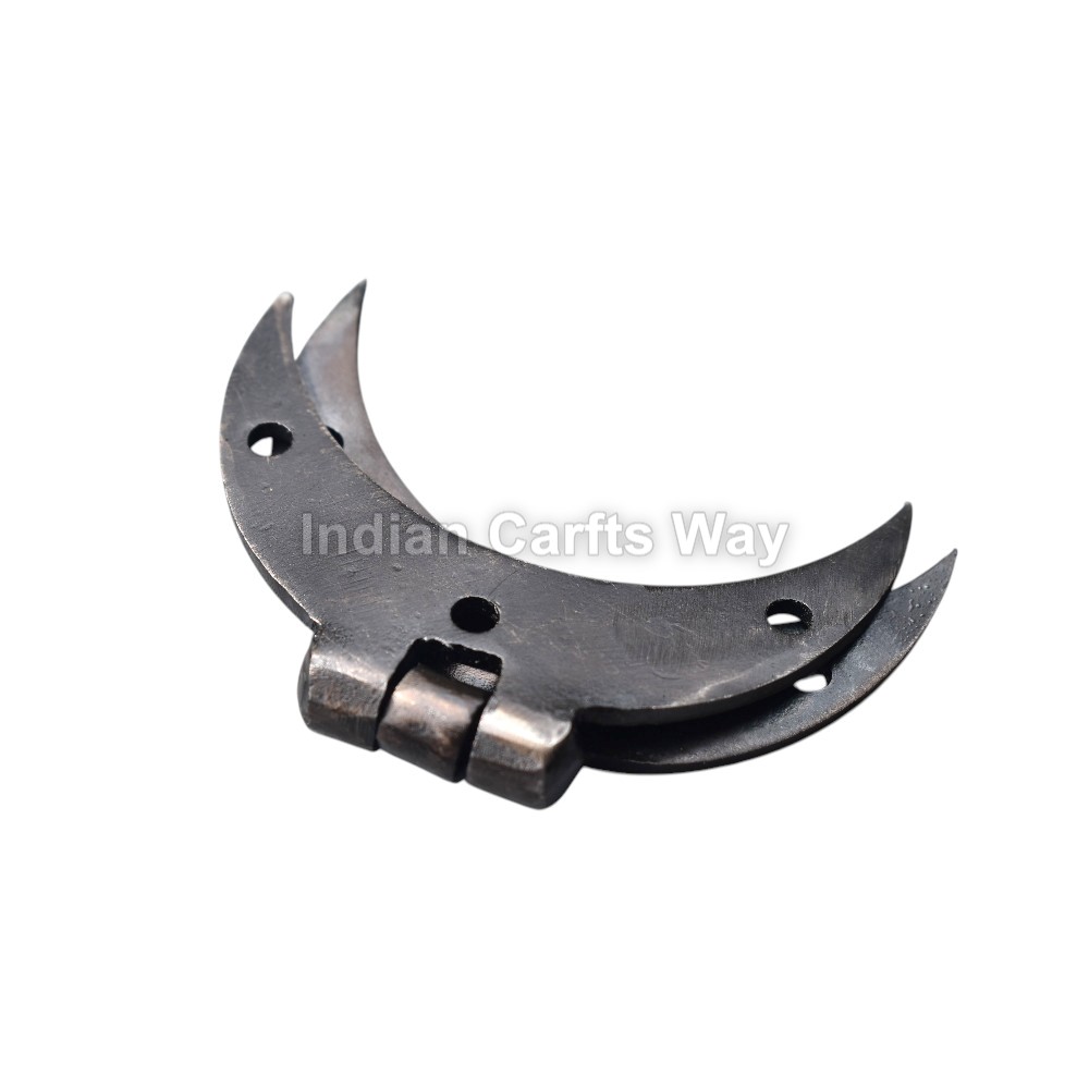 Hand Forged Medieval Iron Mini Moon Design Hinge. 