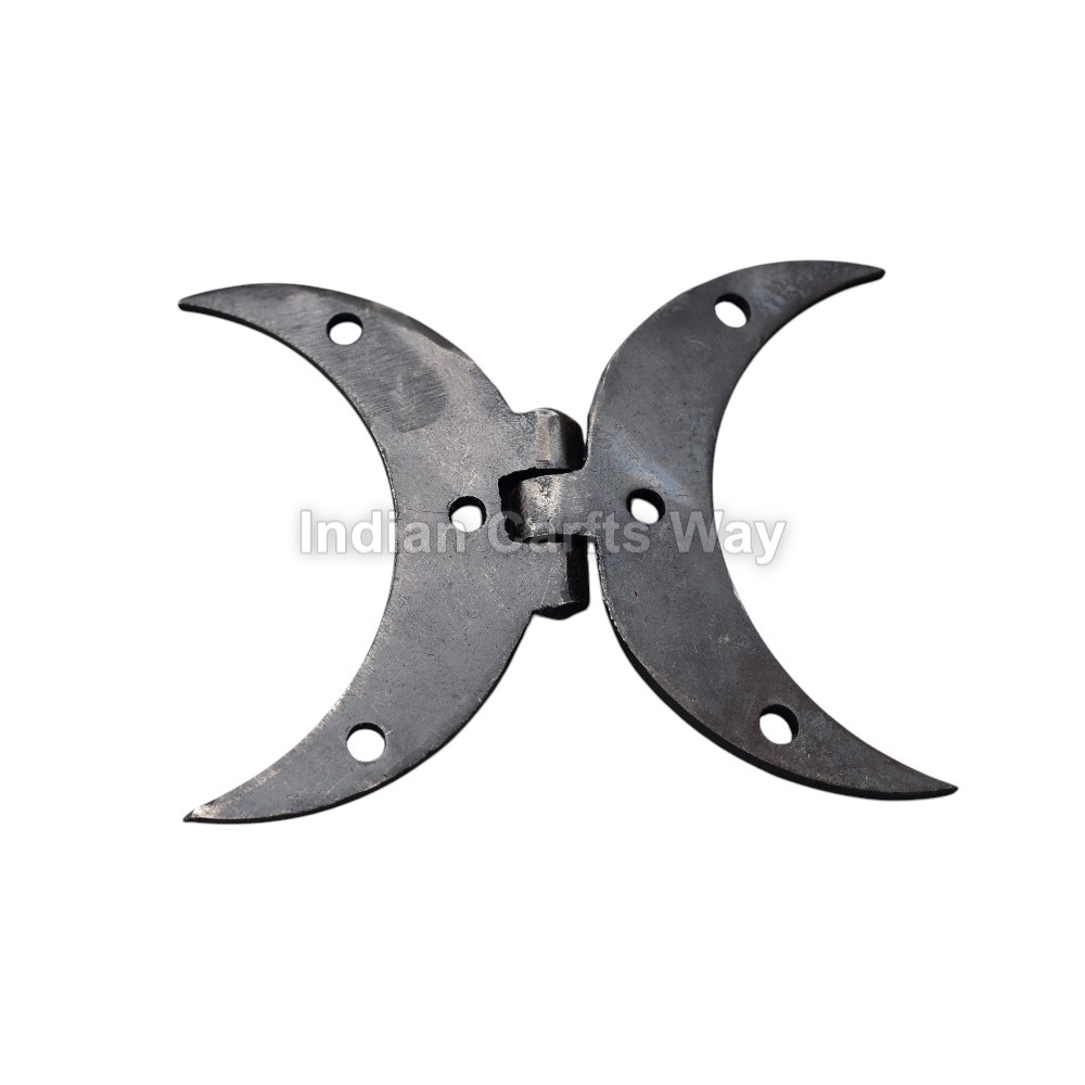 Hand Forged Medieval Iron Mini Moon Design Hinge. 